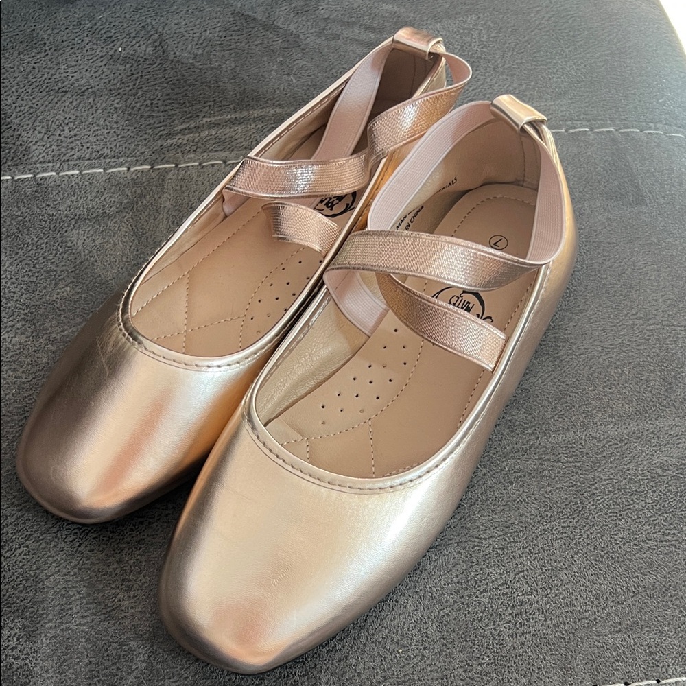 Sole Mates Metallic Ballet Flats with Straps